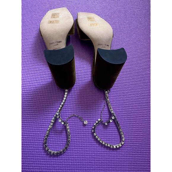 $1125 Jimmy Choo crystal embellished velvet sandals Saeda 85 NEW Size 37 READ - Picture 9 of 9